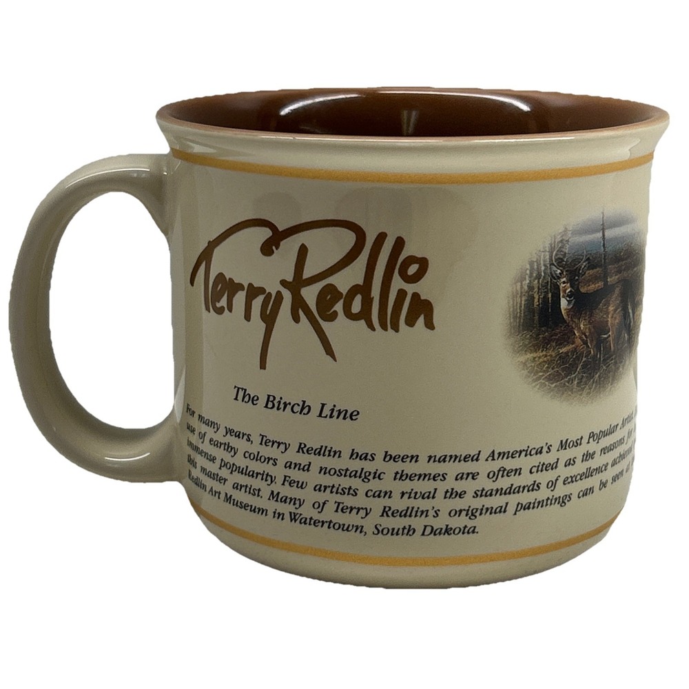 Terry Redlin Wildlife Art Birch Line Buck Deer Wide‎ Mouth Coffee Mug Cup 2002